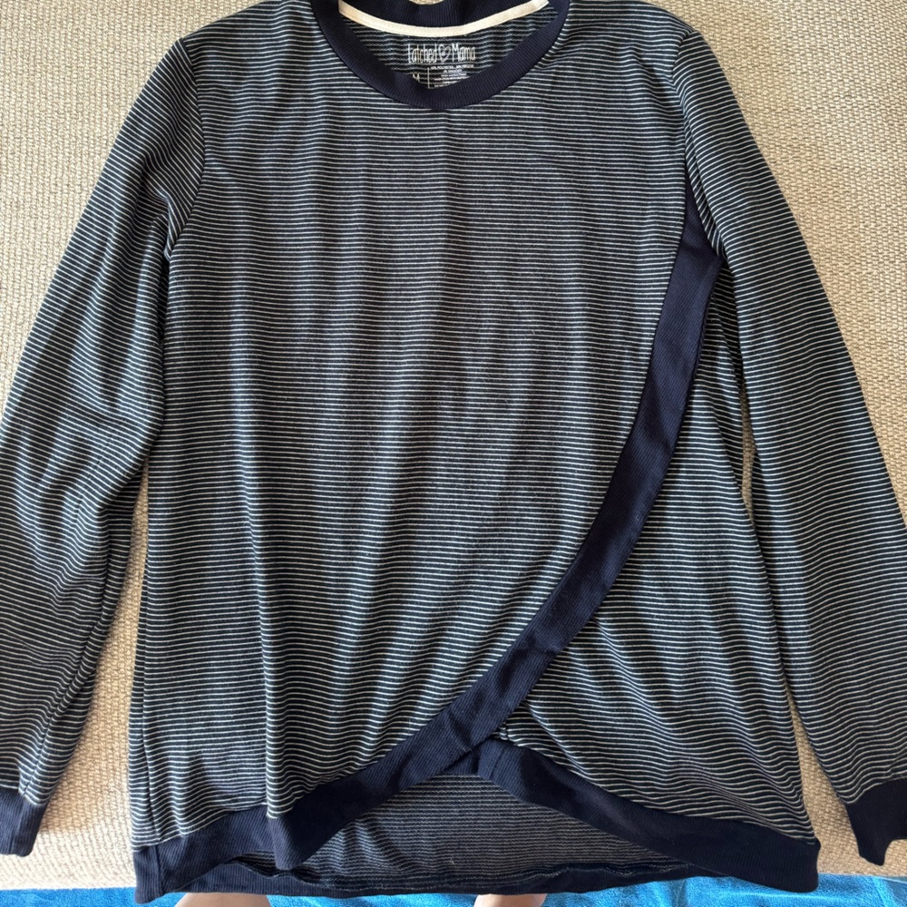 Latched Mama Navy and White Sweatshirt with Nursing Flap